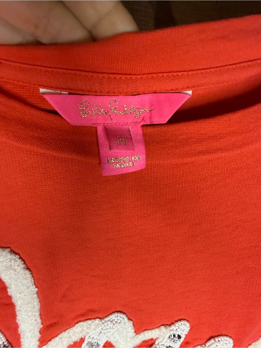 Lilly Pulitzer Rami Joy Embellished Sweatshirt M Coral - Picture 4 of 8